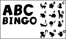 black abc bingo card template with images