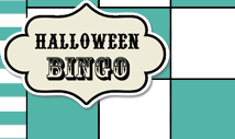 Blue blank halloween bingo card template -Retro