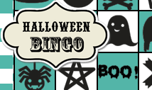 Blue halloween bingo card template -Retro