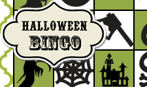 Green halloween bingo card template -Retro