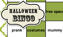 Green words halloween bingo card template -Retro
