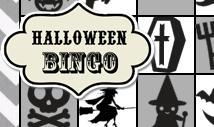 Grey halloween bingo card template -Retro