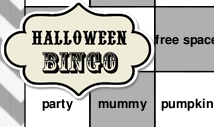Grey words halloween bingo card template -Retro