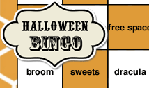 Orange words halloween bingo card template -Retro
