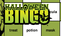 twilight green words halloween bingo card template -Twilight